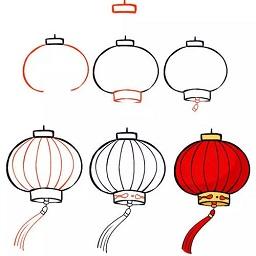 灯笼简笔画彩色版